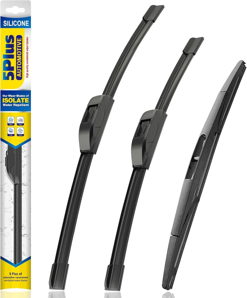 5PLUS ® Silicone Windshield Wipers Replacement for 2013-2017 Subaru Crosstrek /2012-2016 Subaru Impreza /2009-2014 Nissan Murano Wiper Blades(Set of 3), Windshield Wiper Blades For My Car-26"/16"/12" - Image 1
